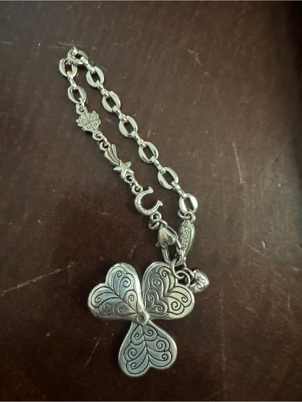 Brighton Silver-Tone Clover Pendant Bracelet - Women Jewelry